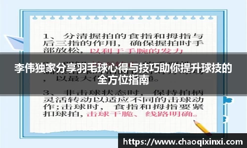 李伟独家分享羽毛球心得与技巧助你提升球技的全方位指南